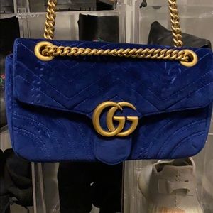 Blue velvet gentle used Gucci bag